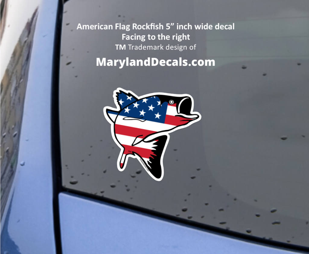 American Flag fish car decals sticker MarylandDecals.com