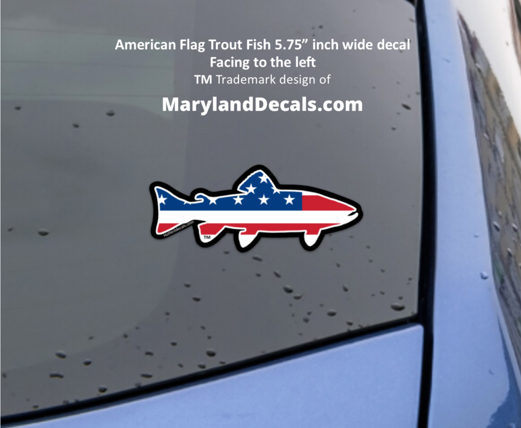 American Flag trout fish car decals sticker MarylandDecals.com